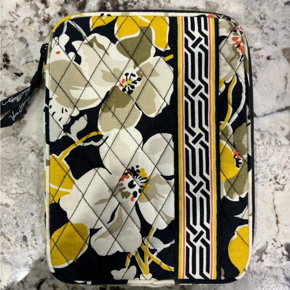 Vera Bradley Mini Tablet Zippered Sleeve; yellow, black, and white floral - Picture 1 of 4